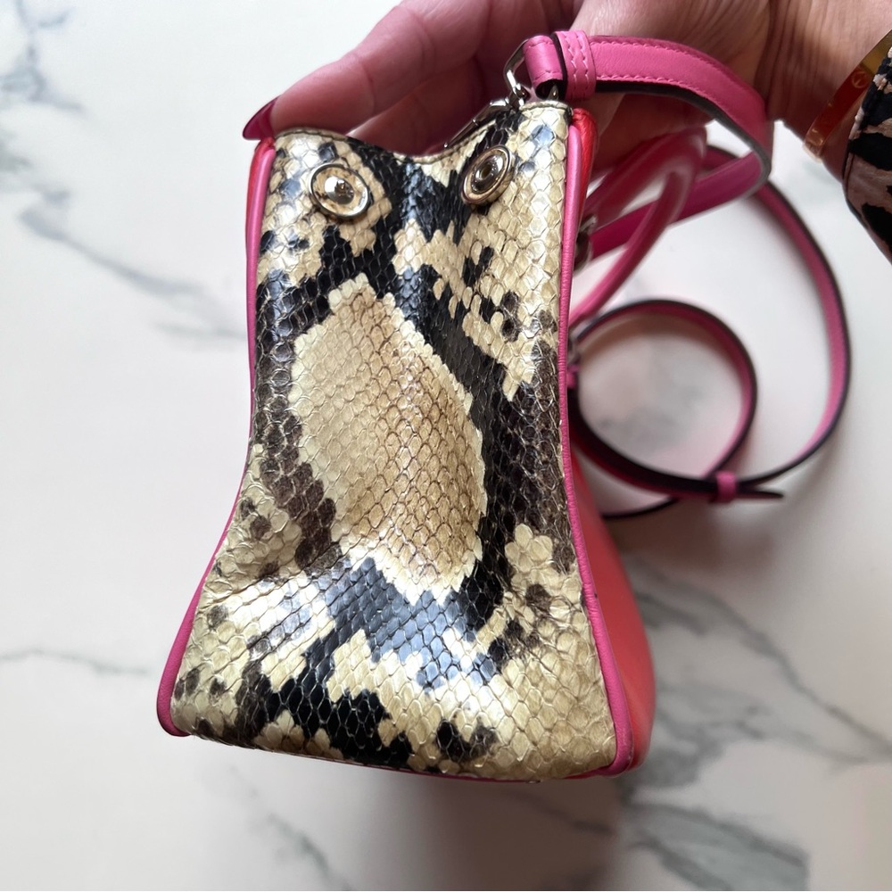 Maximalist Dior Small Pink/Red Calfskin and Python Diorissimo Tote Bag - Picture 16 of 16